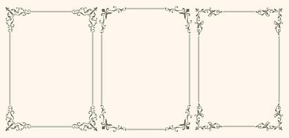 Set of frames with leaves and curls in vintage style vector