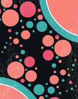 Grunge Retro Circle Pattern in Coral and Teal vector