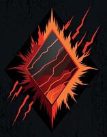 Burning Diamond Symbol with Lava Texture vector