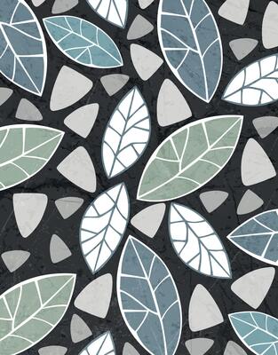 Muted Grunge Leaves and Pebbles Pattern
