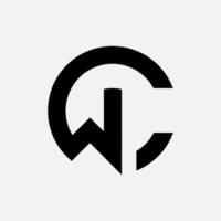 WC Rounded Initial Modern Unique Logo Design vector