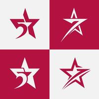 5Star and 7Star Logo Set Modern Star Number Badge Design vector