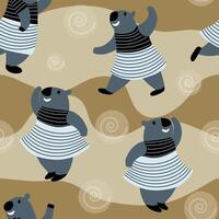 bears in dresses dancing on a colored background vector