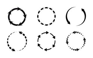 Different circular arrows of black color. Arrow clock wise rotating symbol. Arrow sign illustration vector