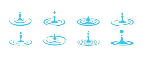 Water design element, drop, water droplets, splash set icons vector
