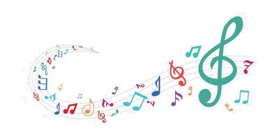 Colorful music notes background. Music notes wave. illustration. vector
