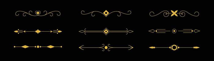 Decorative line borders, elegant design elements. set of ornate patterns for invitations, certificates, documents. Vintage, swirls, flourishes. vector