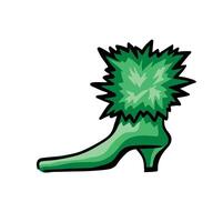 Green ankle boots with fur, hand drawn illustration vector