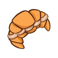 Croissant with butter cream inside hand color vector