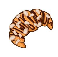 Croissant with pistachio and butter cream hand drawn color vector