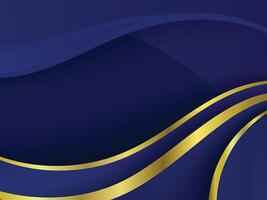 Dark blue and gold luxury line overlap layered abstract background, with lighting effect and sparkle with copy space for text vector