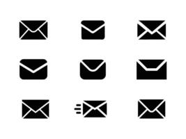mail envelope icon, black email icon set silhouette illustration white background, Email icon Flat fill set collection, Approved message icons set in black filled vector
