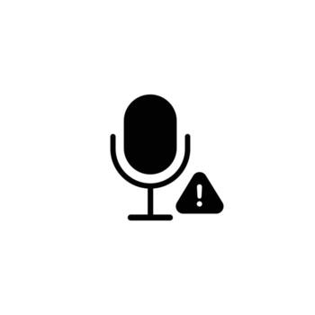 sólido micrófono advertencia icono vector