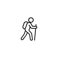 Trekking Stick Figure With Pole vector