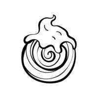 Ink round croissant with decorative icing. Hand-drawn doodle with bold lines. Perfect for modern pastry branding and menu illustration. vector