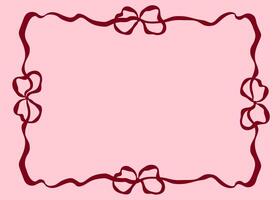 Soft pink background with elegant ribbon and bow forming frame. Ideal for card, packaging, girly themes. Flat illustration in minimal decorative style. vector