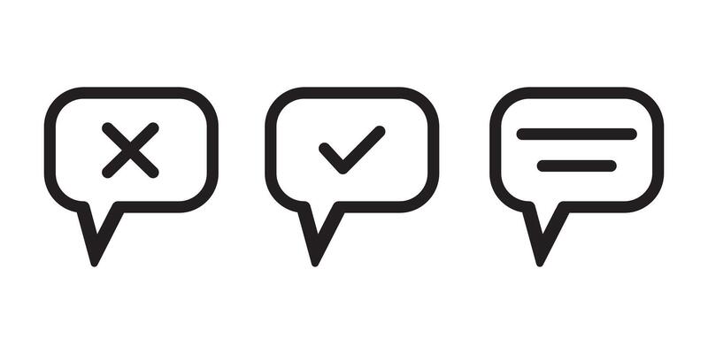 Chat icon in tick and cross symbol, Speech bubble. message. Chat icon. Text Message Icon Images, Illustration