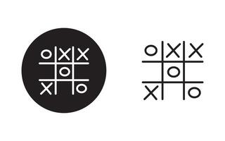 Tic tac toe icon sign set. Simple thin line flat symbol, Cross and tick kids game in black, O X game symbol. illustration vector