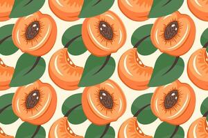 Colorful peach pattern with leaves vector