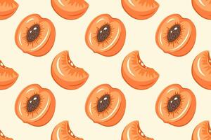 Pattern of sliced peaches on a light background vector
