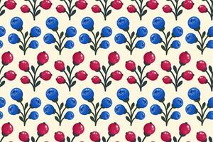Red and blue berry pattern design vector