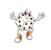 Groovy casino dice, gambling game character vector