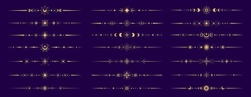 Mystic esoteric celestial divider border with moon vector