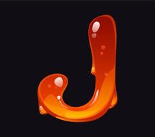 Flowing honey cartoon font typeset letter J vector