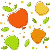 Apples with outlines and dots seamless repeat pattern vector
