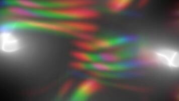 Vibrant light leaks and colorful lens flares flowing across black background, creating dynamic abstract visual transition with gradient energy and smooth movement. video