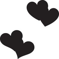 Two black heart-shaped silhouettes on a white background. vector