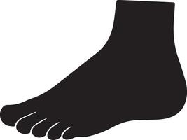 Silhouette of a human foot from the side, shown in black against a white background. vector