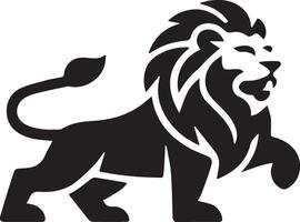 Silhouette of a lion in a stylized, tribal design. The lion is depicted in black against a white background vector