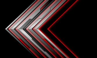 Abstract silver cyber red light arrow diredtion geometric design modern futuristic technology background vector