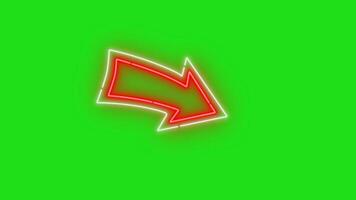 a neon arrow pointing to the left on a green screen video