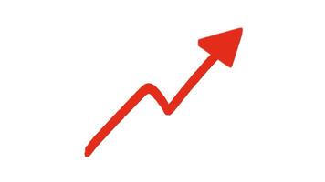 a red arrow going up on a white background video