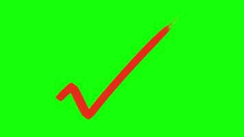a check mark on a green screen with a red arrow video