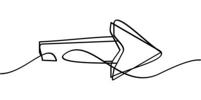 continuous line drawing of right or next arrow symbol. abstract line art illustration vector