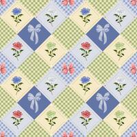 Colorful floral textile pattern with bows vector