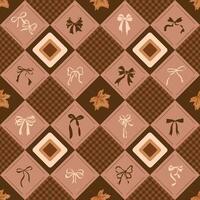 Bow and leaf patterned textile vector