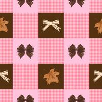 Bow and leaf pattern on pink background vector
