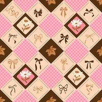 Floral and bow fabric pattern design vector