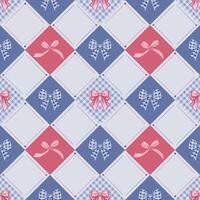 Colorful diamond pattern with bows vector