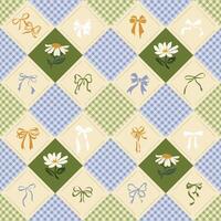 Floral and bow patterned fabric design vector