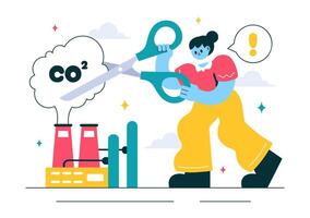 CO2 Pollution and Environmental Awareness Illustration in Flat Style vector