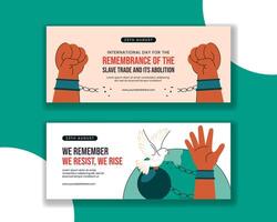 Remembrance Day of the Slave Trade and Abolition Horizontal Banner Design in Flat Hand Drawn Style vector
