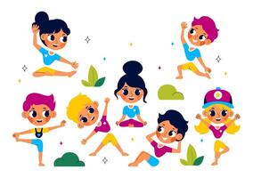 Kids playing in a colorful scene vector