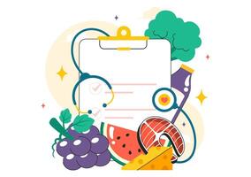 Illustration for National Nutrition Week on September 7 with Fresh Fruits, Vegetables, and Healthy Lifestyle Elements vector
