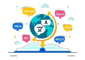 Global Language Exchange and Translation Day Concept with Speech Bubbles and International Communication vector