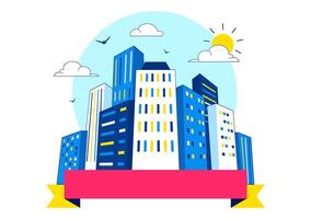Skyscraper Day Illustration on September 3rd with Tall Buildings and Urban Landscape in Flat Cartoon Style vector